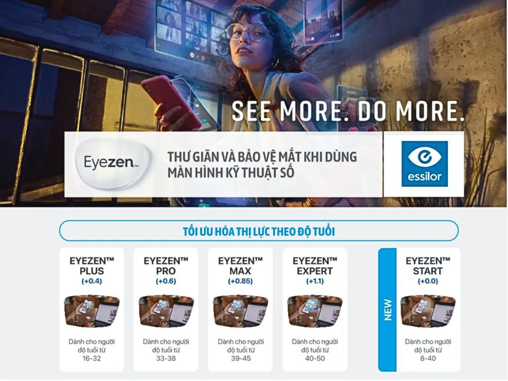Tròng kính Essilor Eyezen chính hãng tại Bến Tre