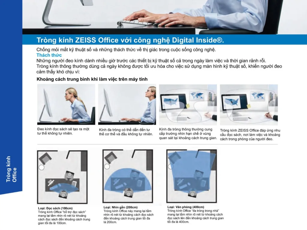 Tròng Kính Zeiss Office cho người làm việc máy tính tại Bến Tre