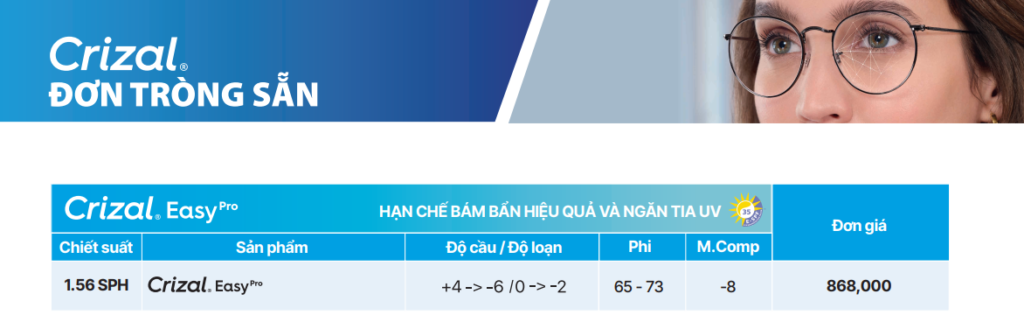 Bảng giá tròng kính chiết suất cao Essilor 2026