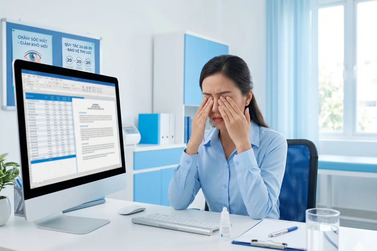 Khô mắt do dùng máy tính nhiều cần khám và điều trị tại Bến Tre