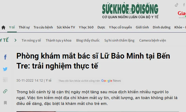Báo chí nói về Phòng khám mắt BS Minh