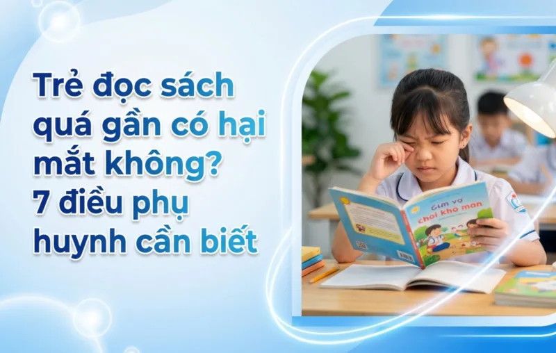 trẻ đọc sách quá gần có hại mắt không