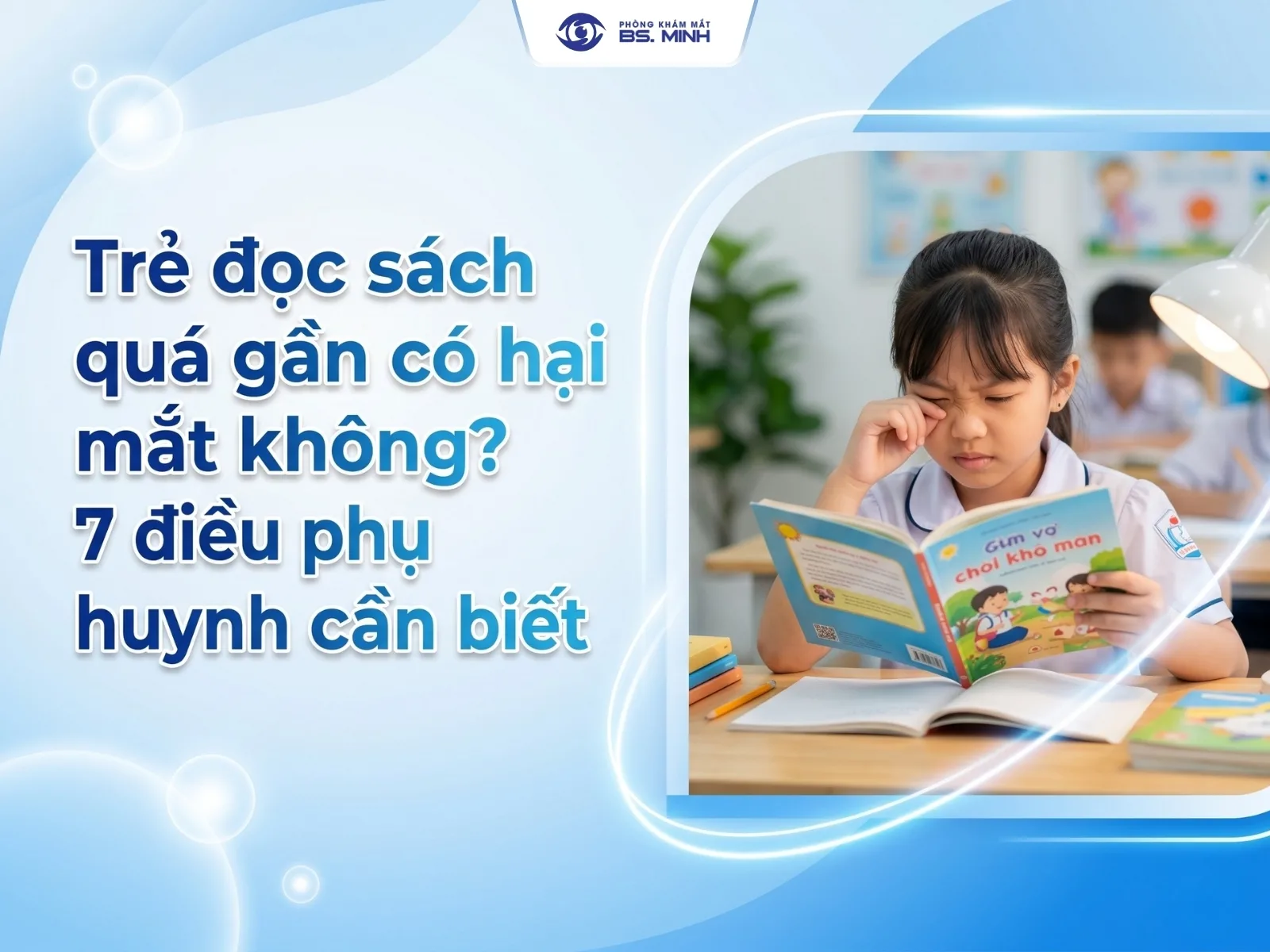 trẻ đọc sách quá gần có hại mắt không