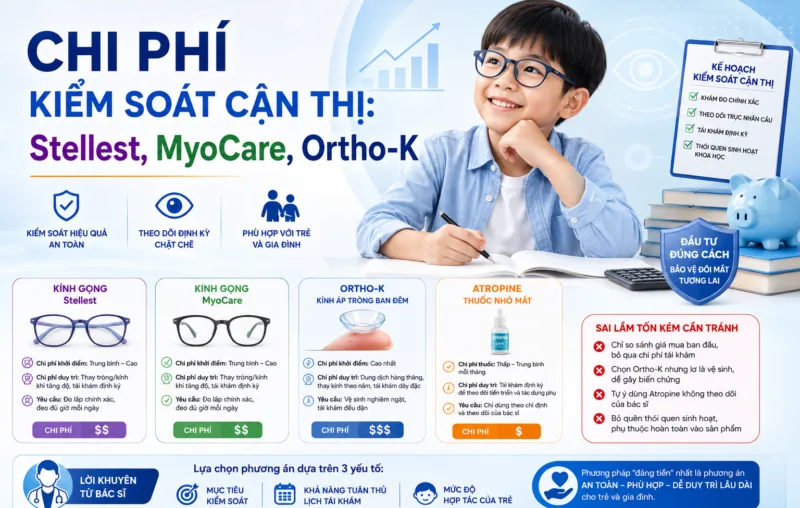 Chi phí kiểm soát cận thị: Stellest, MyoCare, Ortho-K