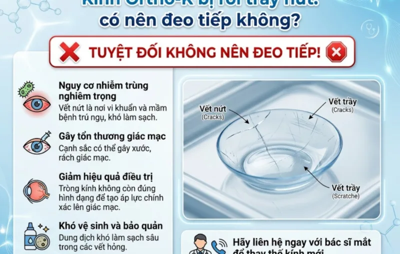 Kính Ortho-K bị rơi trầy nứt: có nên đeo tiếp không?