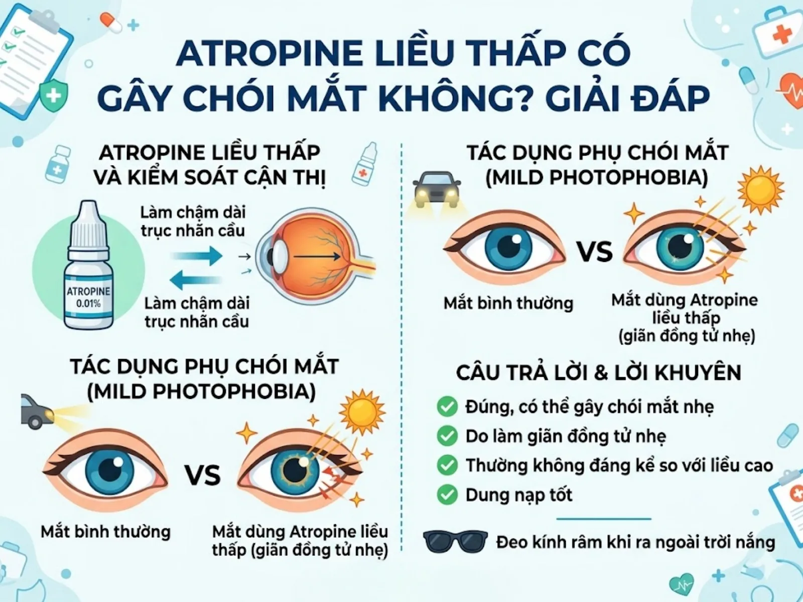 Atropine liều thấp có gây chói mắt không? Giải đáp