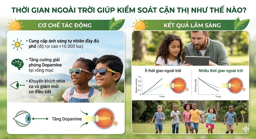 Thời gian ngoài trời giúp kiểm soát cận thị như thế nào?