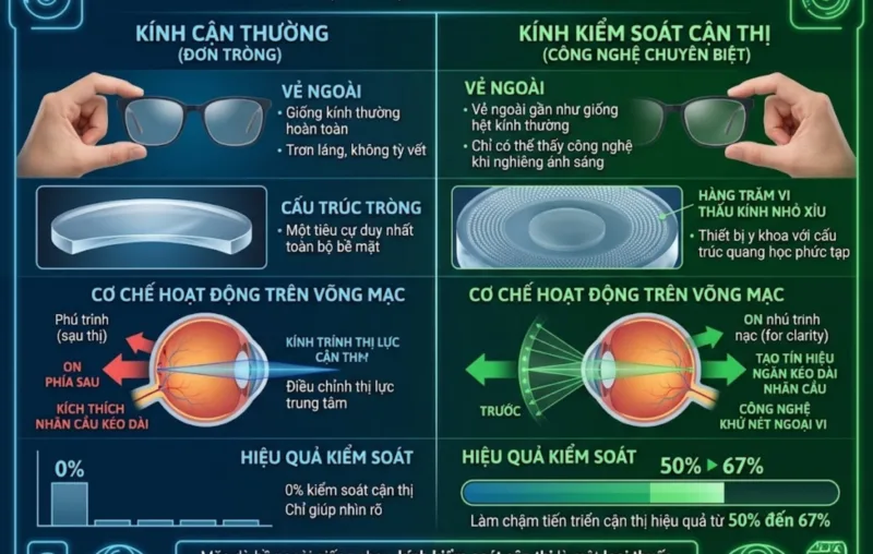 Kính kiểm soát cận thị giống kính thường không?