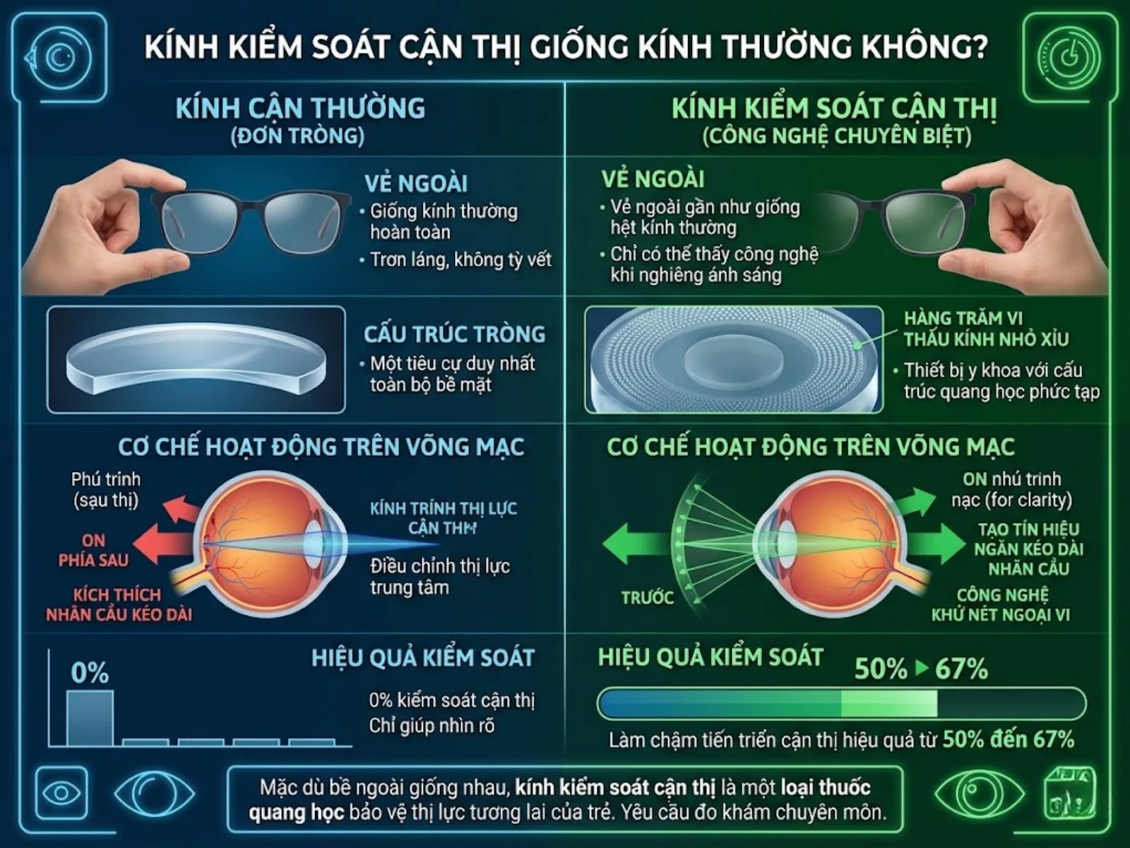 Kính kiểm soát cận thị giống kính thường không?