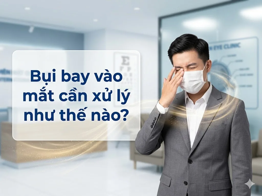 Bụi bay vào mắt xử trí đúng trước khi đến phòng khám