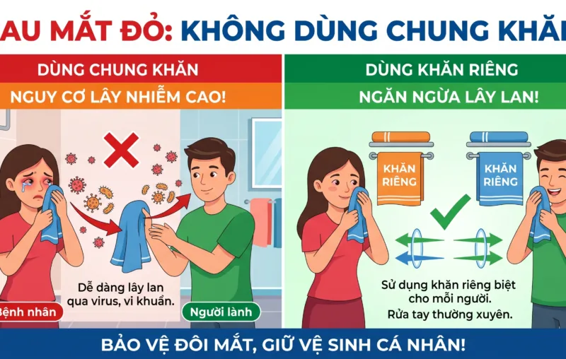 Đau mắt đỏ có được dùng chung khăn không?