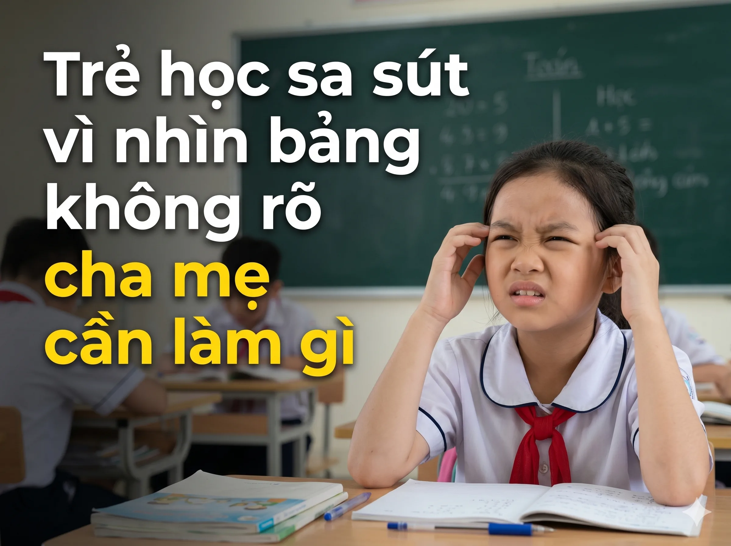 Trẻ học sa sút vì nhìn bảng không rõ cha mẹ cần làm gì
