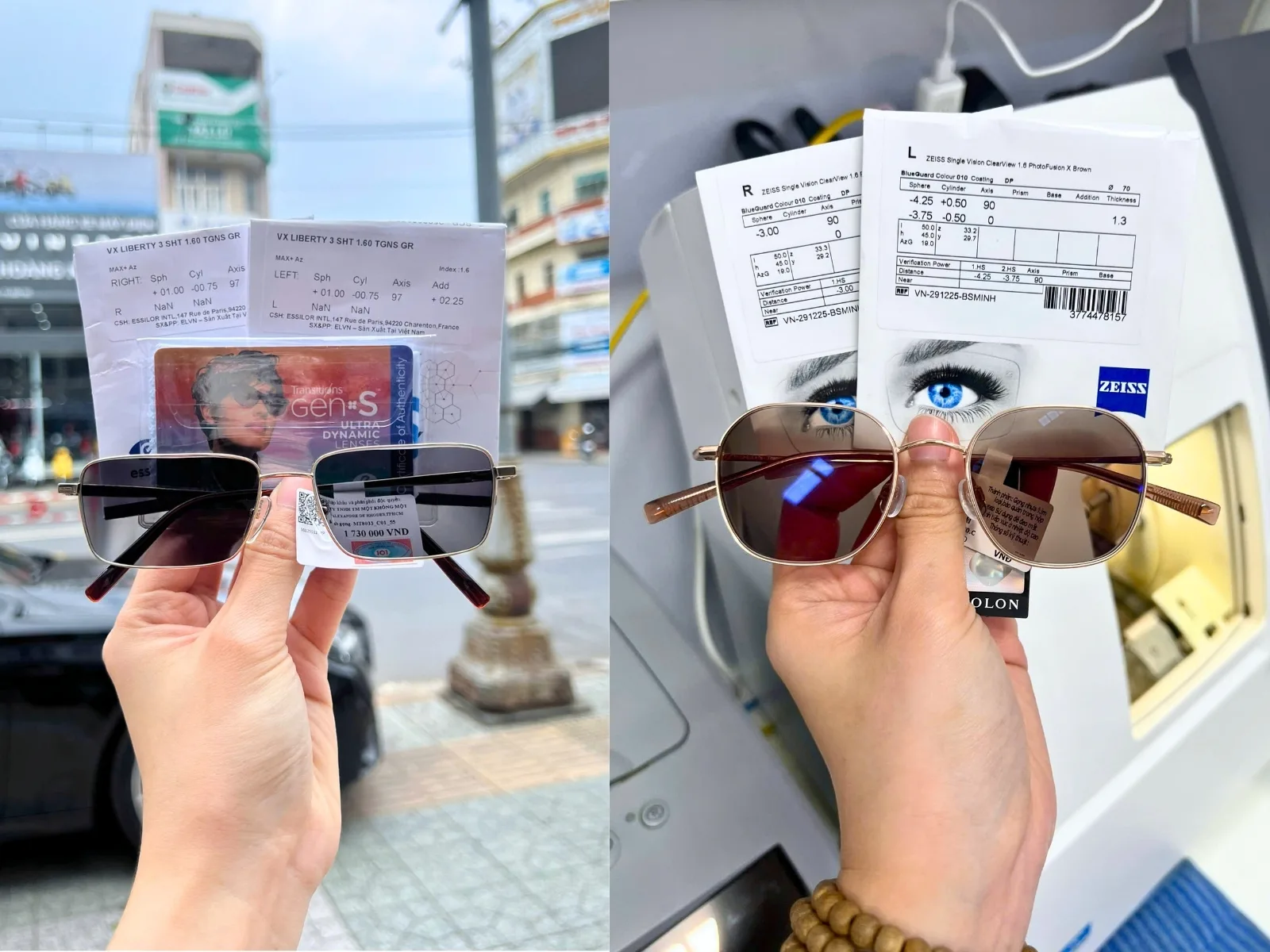Tròng kính đổi màu Essilor và ZEISS