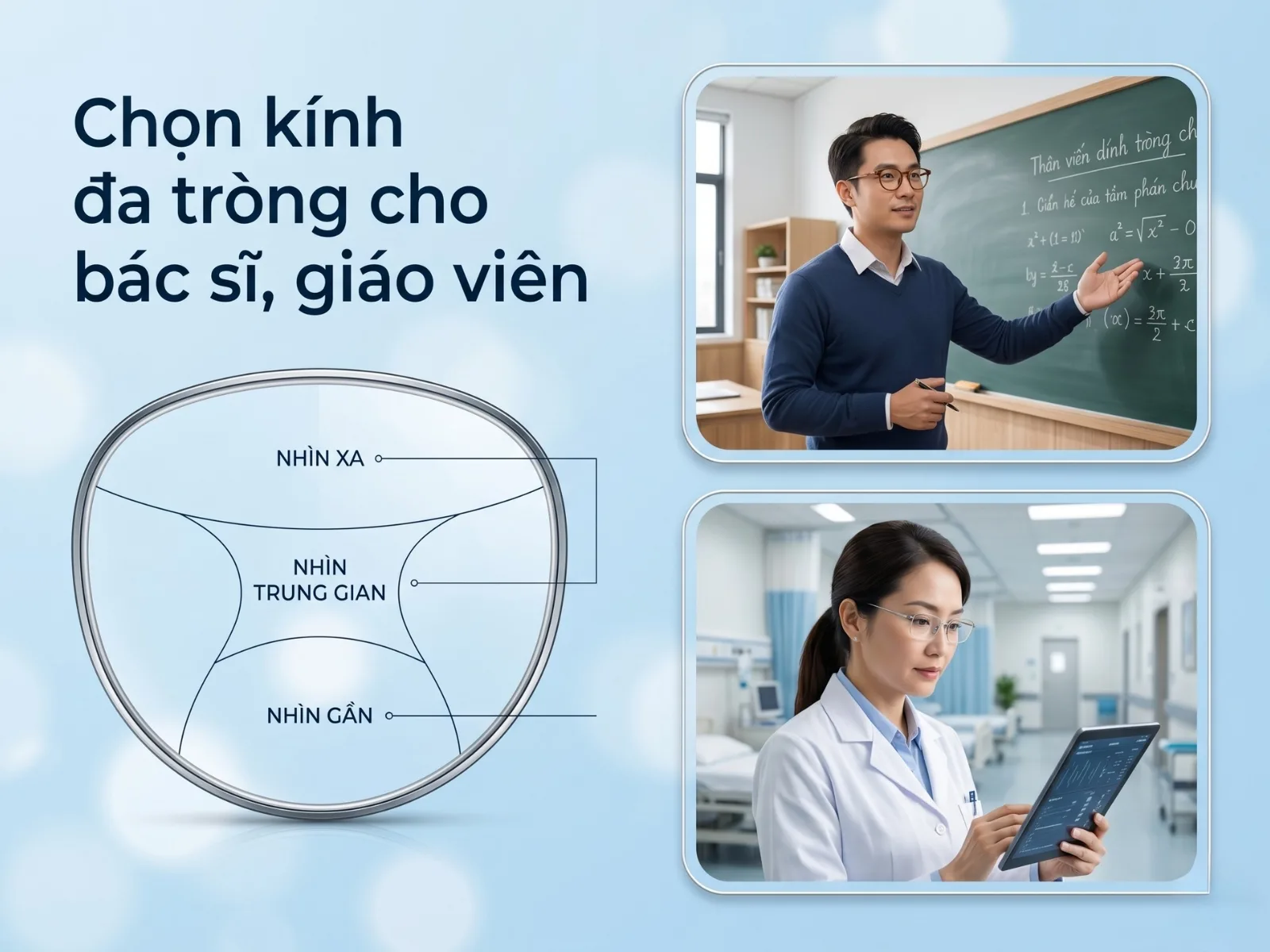 Chọn kính đa tròng cho bác sĩ, giáo viên