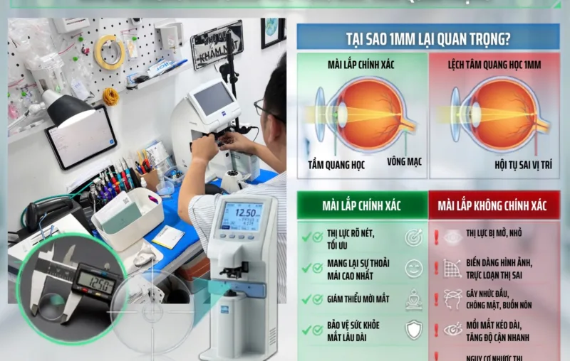Mài lắp tròng kính chính xác từng mm quan trọng ra sao