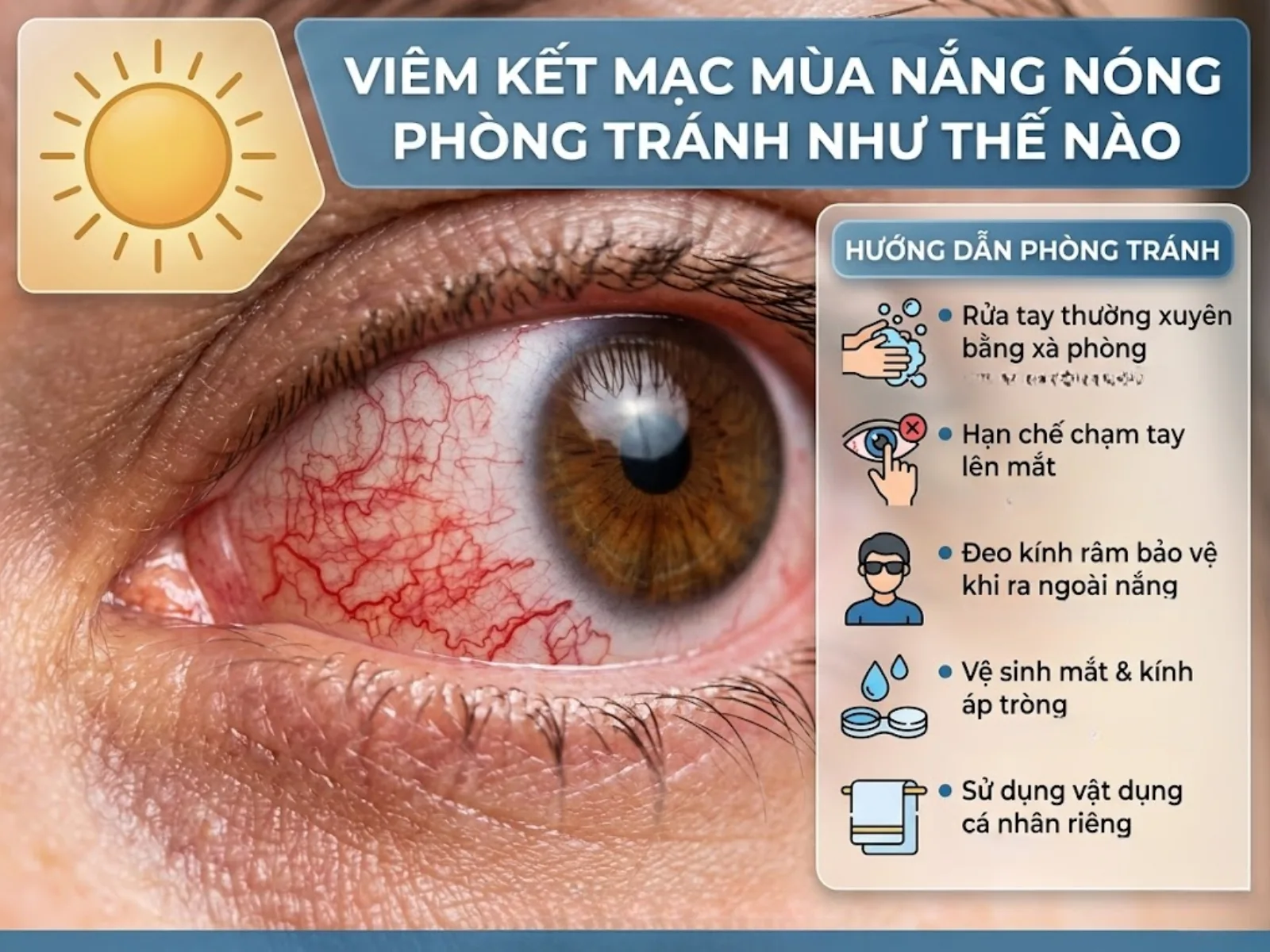 Viêm kết mạc mùa nắng nóng phòng tránh như thế nào