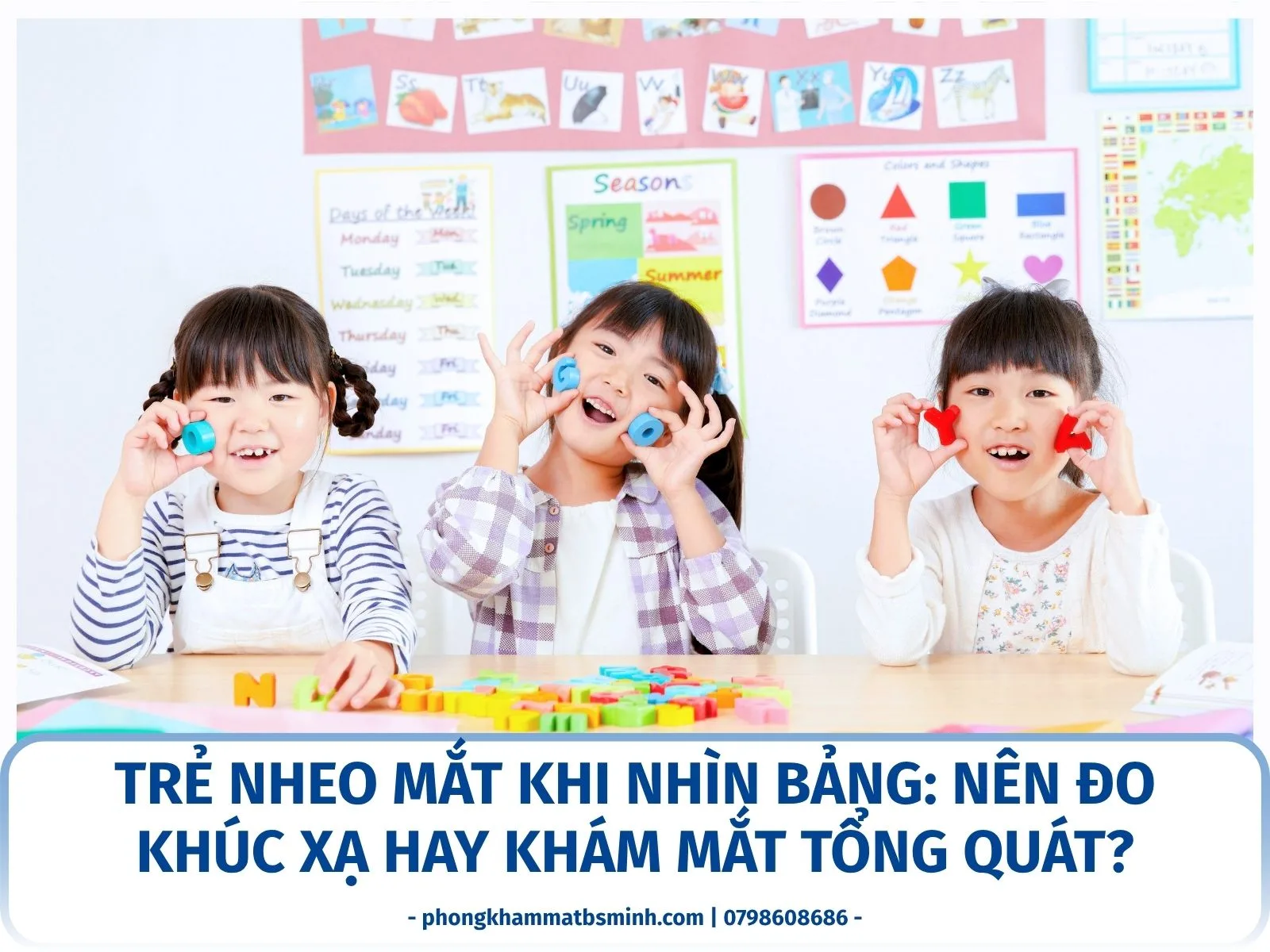 Trẻ nheo mắt khi nhìn bảng: nên đo khúc xạ hay khám mắt tổng quát?