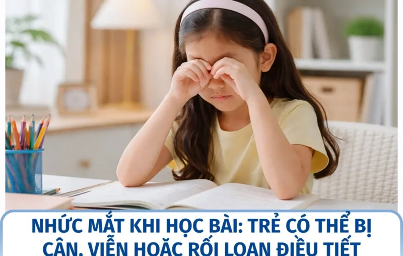 Nhức mắt khi học bài: trẻ có thể bị cận, viễn hoặc rối loạn điều tiết