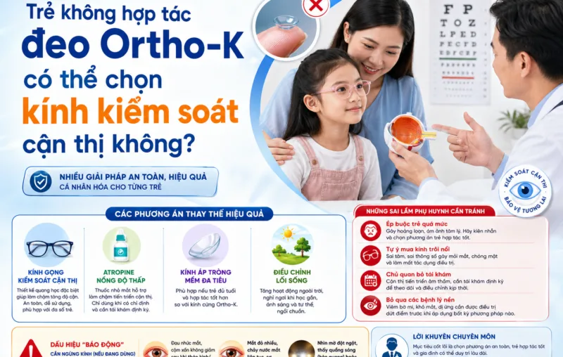 Trẻ không hợp tác đeo Ortho-K có thể chọn kính kiểm soát cận thị không?