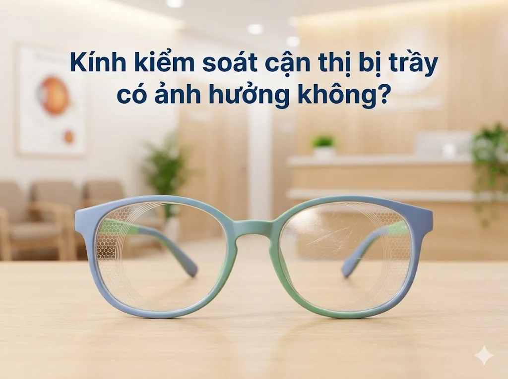 Kính kiểm soát cận thị bị trầy có ảnh hưởng không?