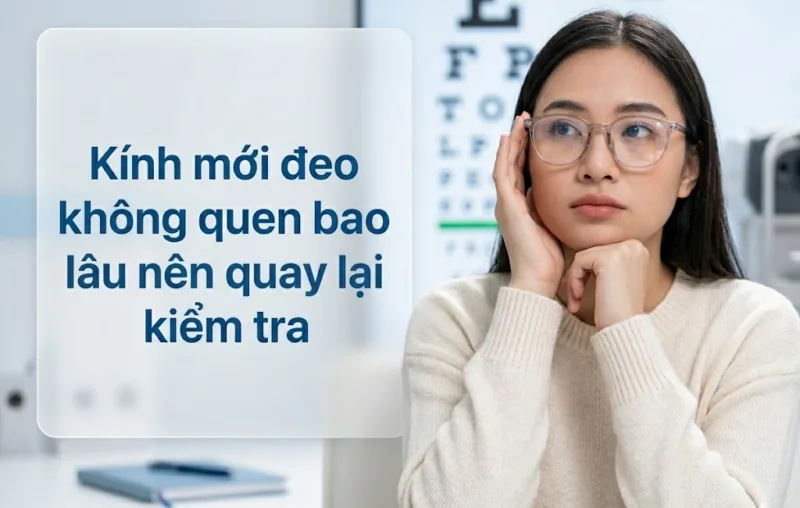 Kính mới đeo không quen bao lâu nên quay lại kiểm tra