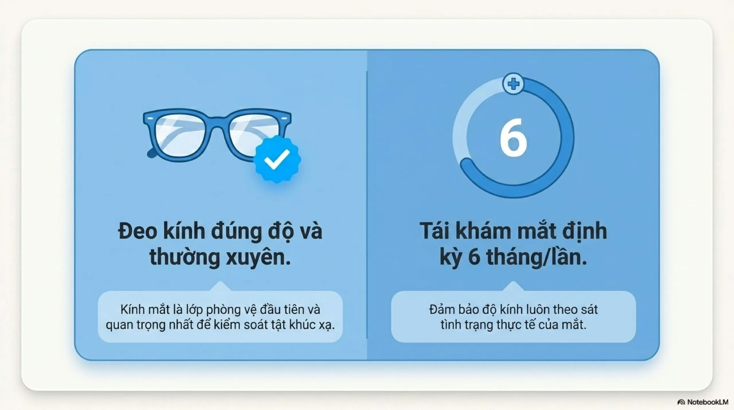 Trẻ cận thị cần đeo kính đúng độ và tái khám mắt định kỳ 6 tháng một lần